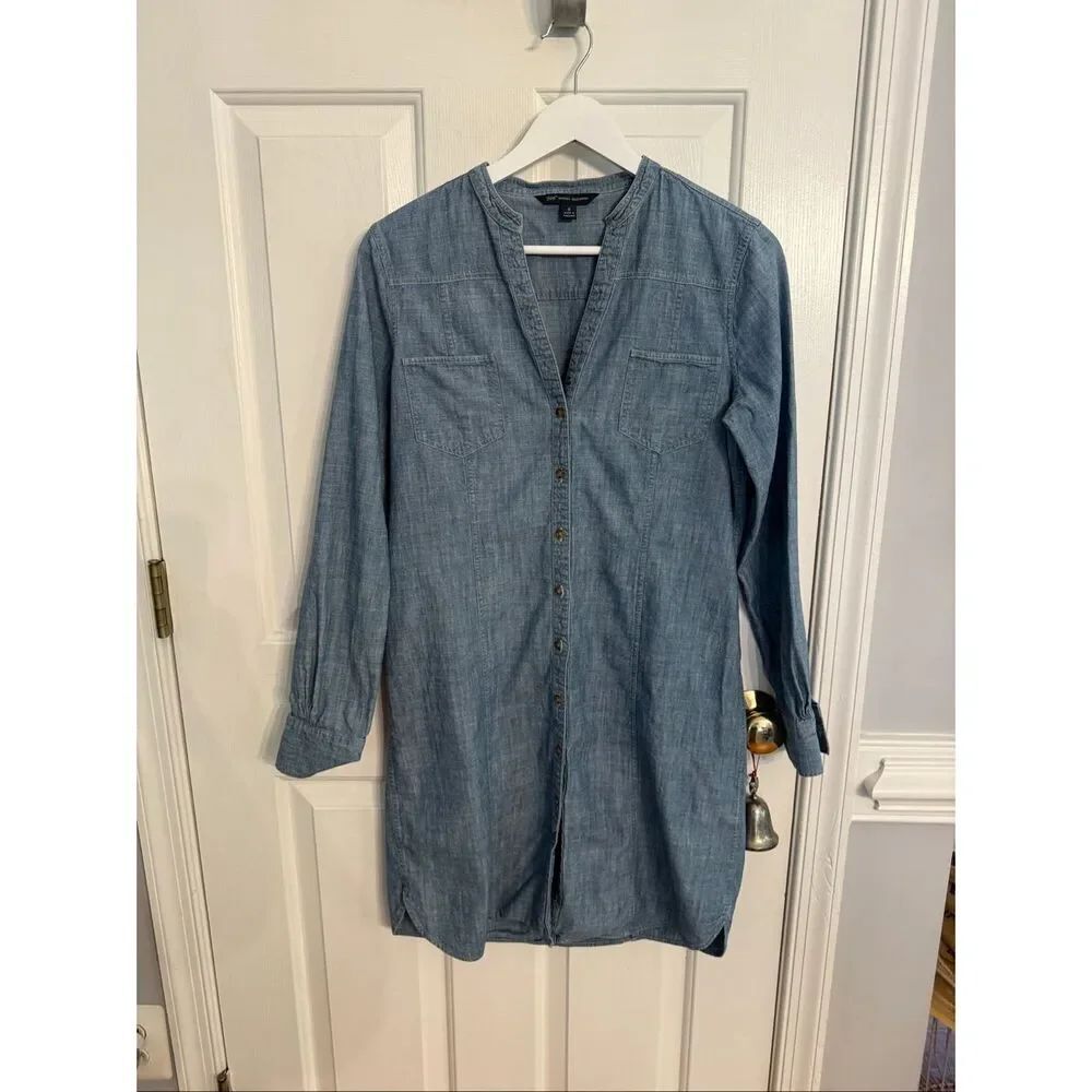 346 Brooks Brothers Chambray Button Down Shirt Dress sz 8